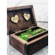 Drewniane pudełko na obrączki brązowe serce