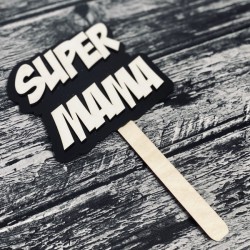Drewniana tabliczka do fotobudki "Super Mama"