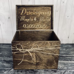 Drewniane pudełko na koperty rustykalne brązowe