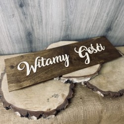 Drewniana tabliczka do drogowskazu weselnego "Witamy"