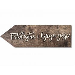 Drewniana tabliczka do drogowskazu weselnego "Fotolustro i Księga Gości  "